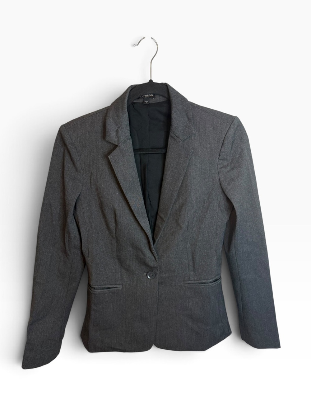 Express Charcoal Gray Single Button Stretch Blazer